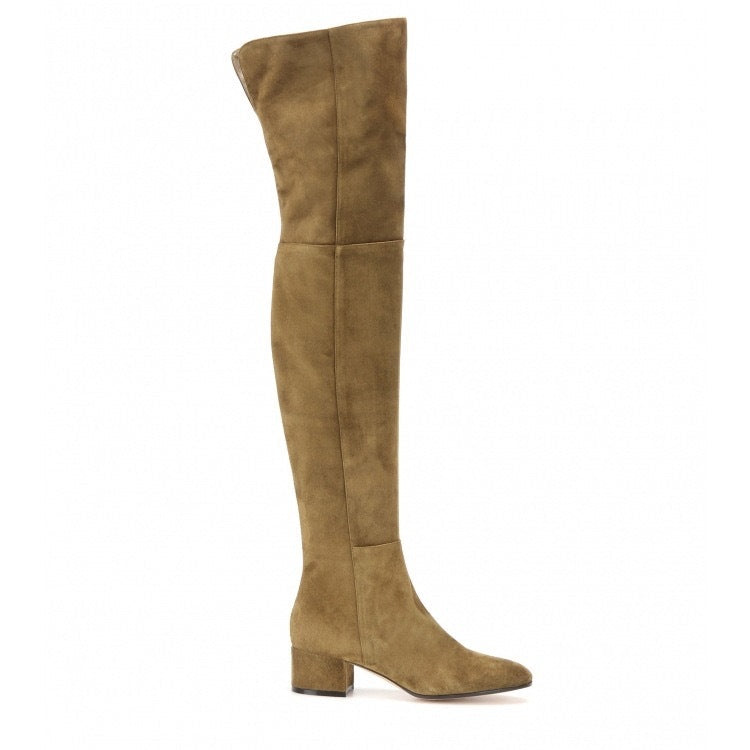 Above-the-knee Fashion Boots  European And American Style  Round Toe  Mid-height  Chunky Heel