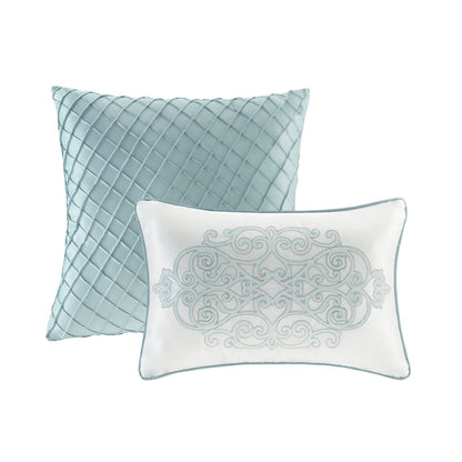 12 Piece Comforter Set with Cotton Bed Sheets Blue King