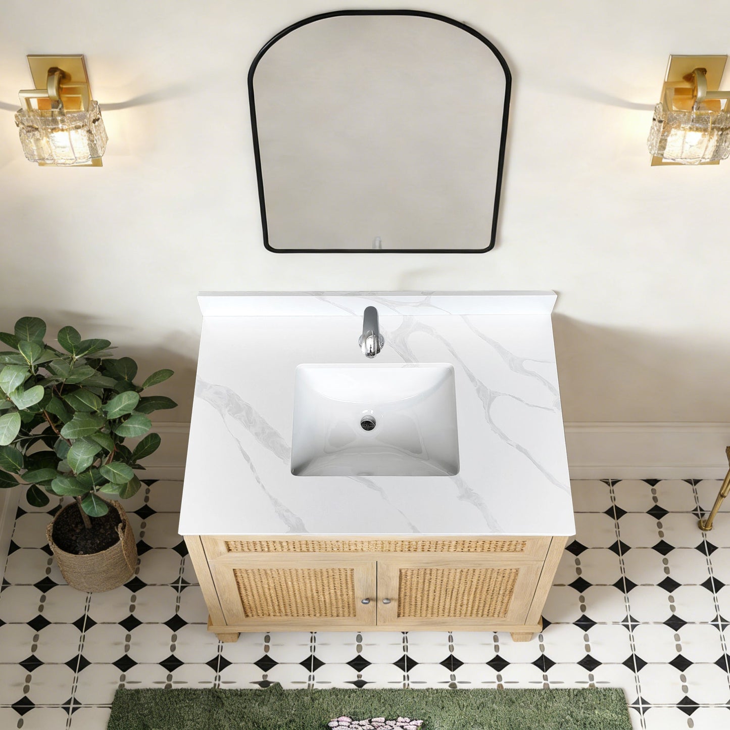 37-inch Quartz Bathroom Vanity Top with Undermount Single Bowl