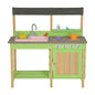 Kids Play Kitchen With Mud Kitchen Set & Water Play Toys For Outdoor Use - Green