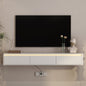 Floating TV Stand with LED Lights & Power Outlet