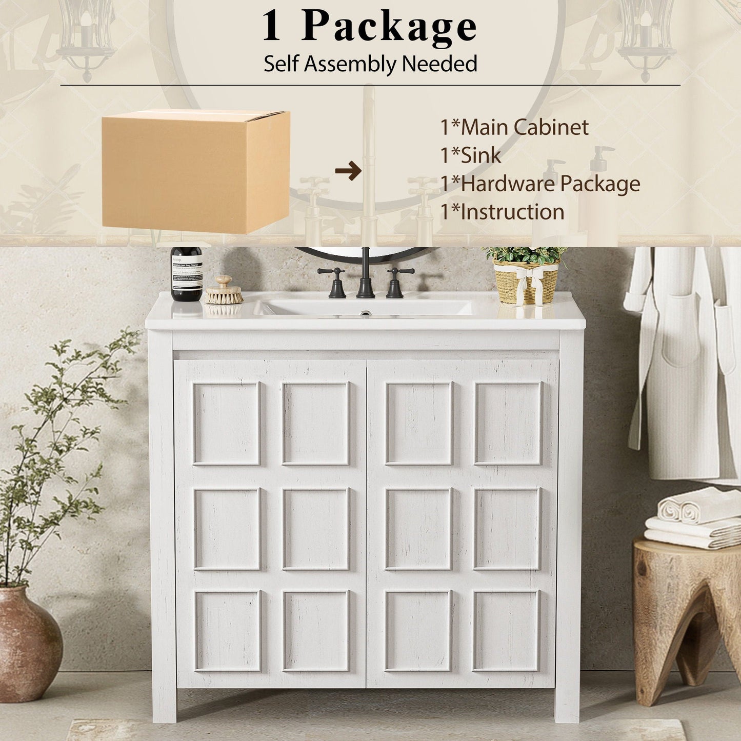 Bathroom Vanity Organizer With Sink, Combo Cabinet Set, Bathroom Storage Cabinet