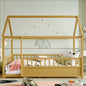 Twin Size Floor Wooden Bed with House Roof Frame