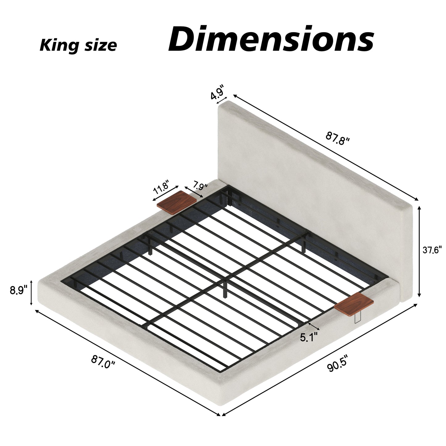 AirFrame King Bed Frame with Adjustable Sliding Side Table