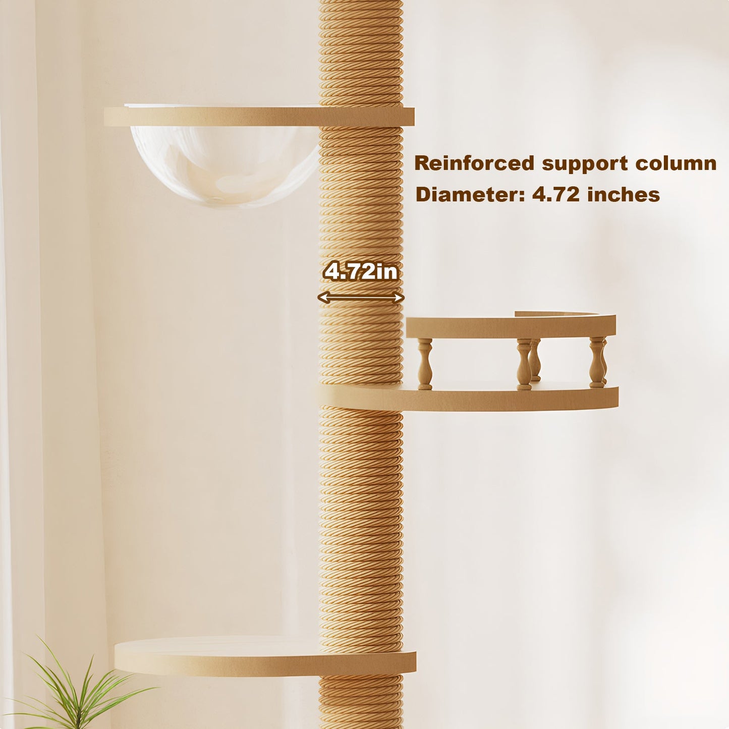 Floor to Ceiling Cat Tree with Adjustable Height and Condo Cave Bed