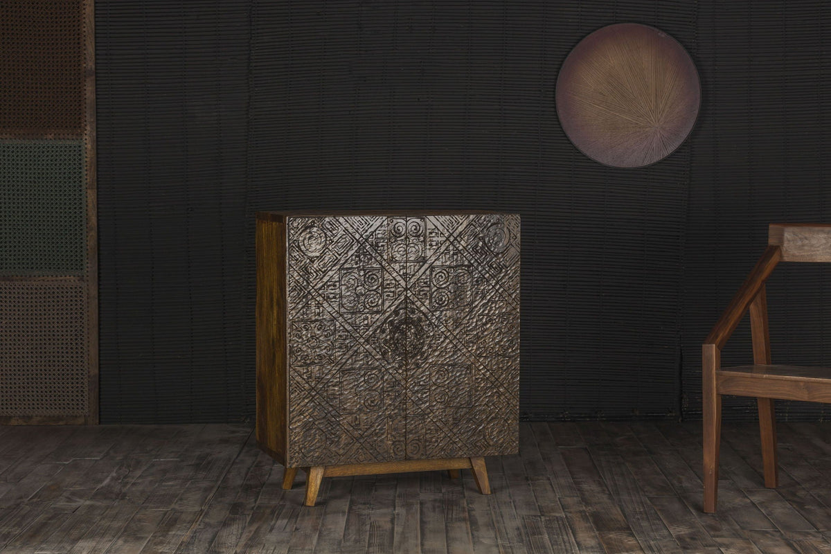 Calvary - Console Table - Gray Stone & Walnut