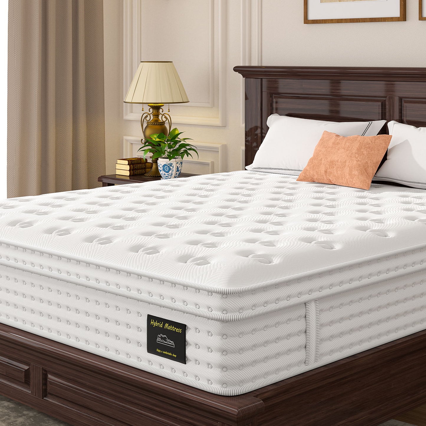 12'' Hybrid Mattress with Memory Foam & Pocket Springs for Pressure Relief