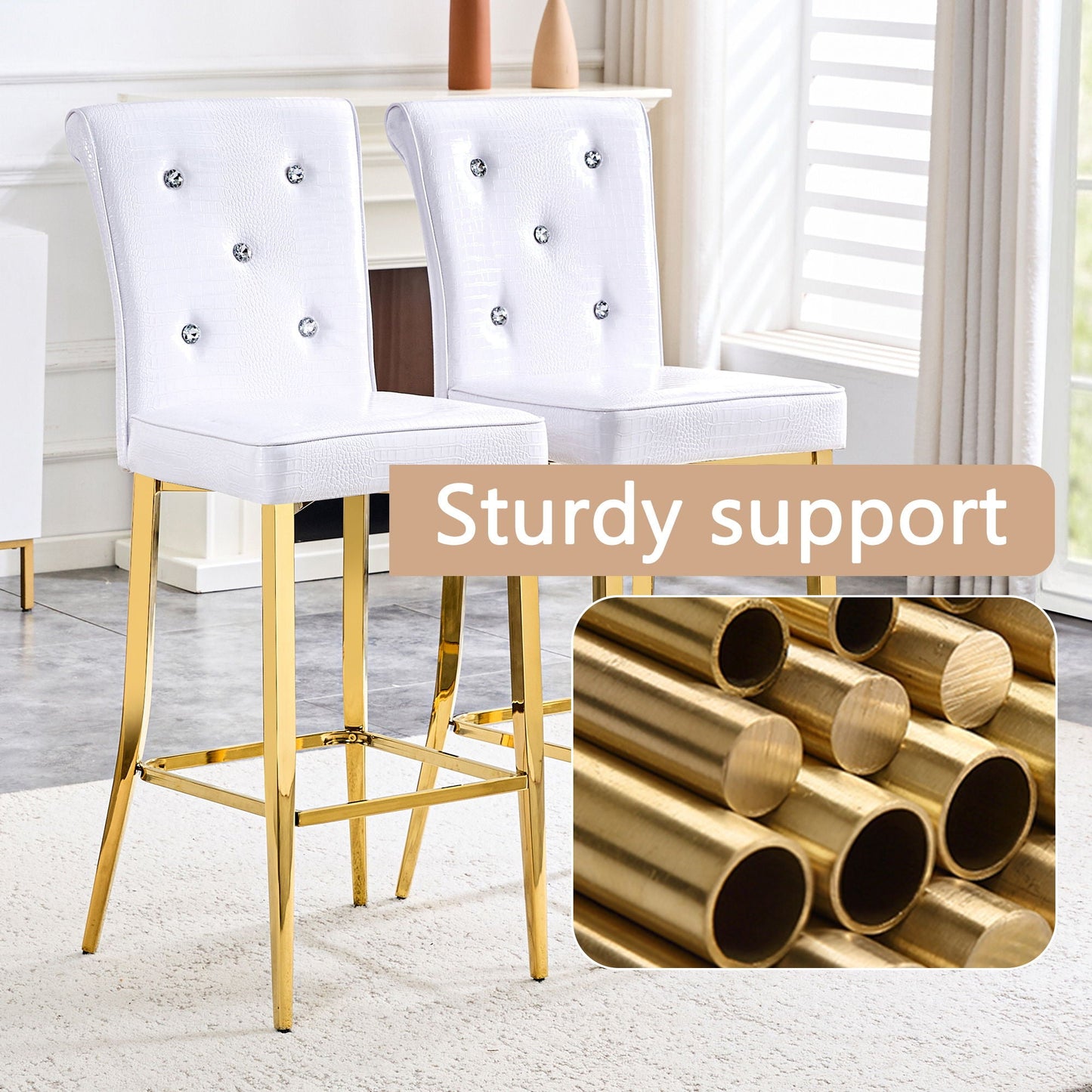 Bar Chairs With Crystal Clasp Design (Set of 2)