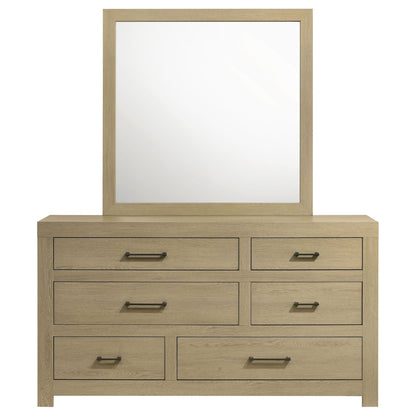 Hendricks 6-drawer Bedroom Dresser and Mirror Light Oak