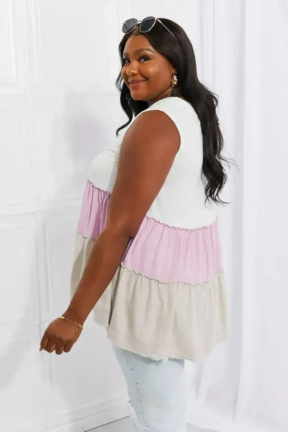 Lavender Color Block Baby doll Top - Sunset Design | Femstylo