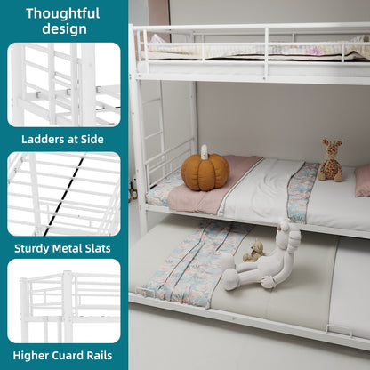 Bunk Bed For Kids, Convertible Frame With Ladders & Guardrail