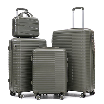 4 Piece Set Spinner Wheel Luggage with Cosmetic Case in Green