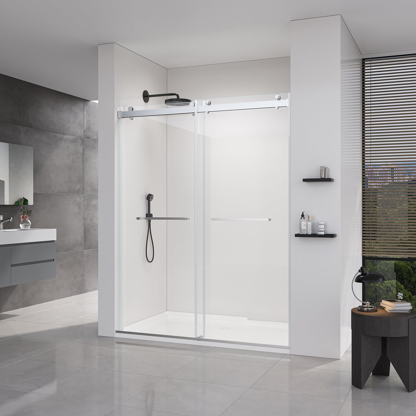 Double Sliding Frameless Soft-Close Shower Door