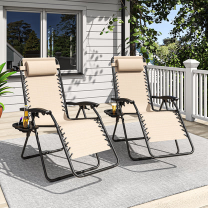 Zero Gravity Folding Lounge Chair with Headrest & Removable Tray