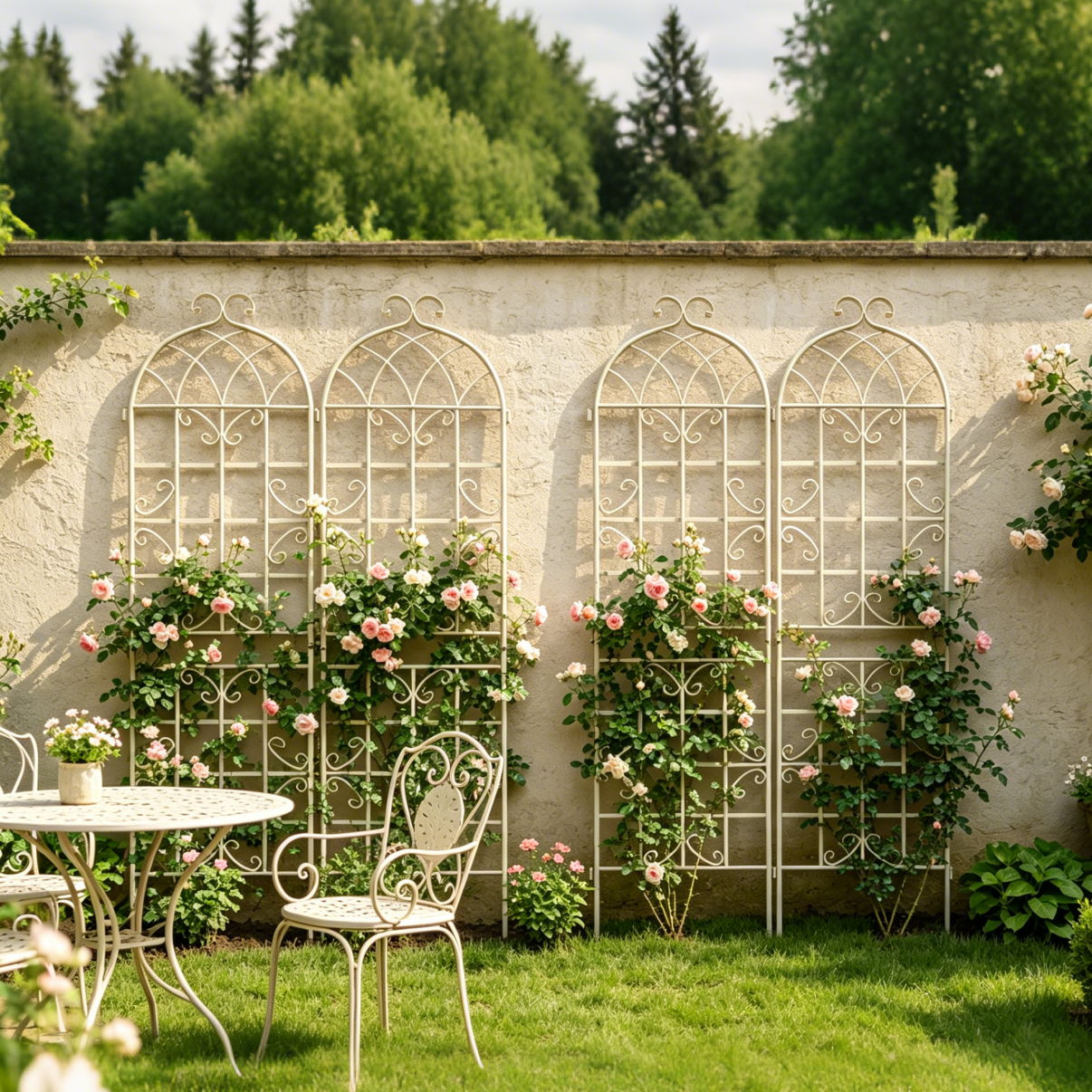 Metal Garden Rustproof Trellis For Climbing Plants Outdoor Flower Support
