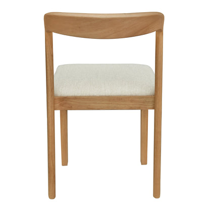 Solid Rubber Wood Dining Chairs (Natural Oak + Beige) Set of 2