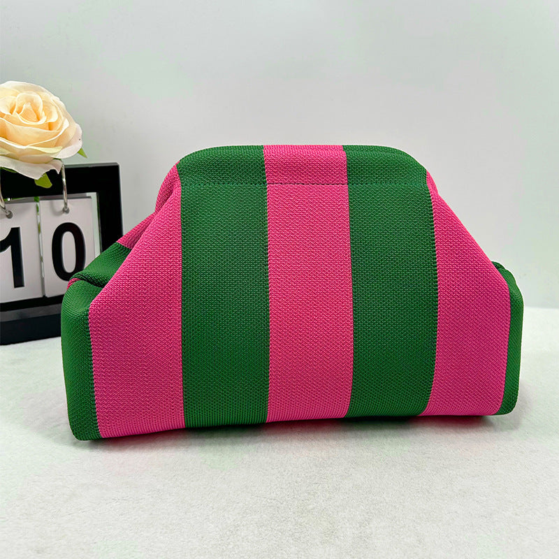 Womens Knitted Bag Striped Clutch