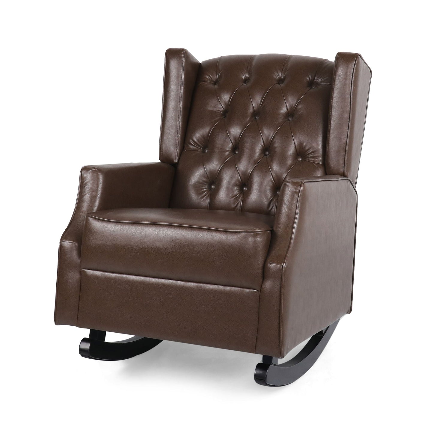 Amedou Contemporary Tufted Wingback Rocking Chair - Dark Brown