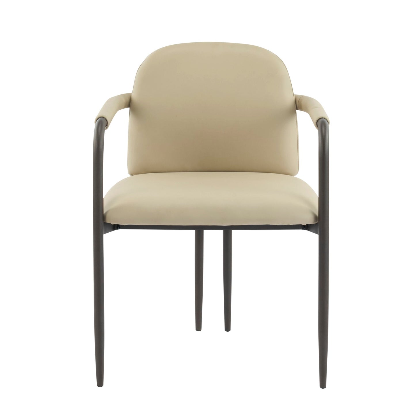 Modern Dining Chair Set of 2 with Iron Frame - Espresso / Khaki