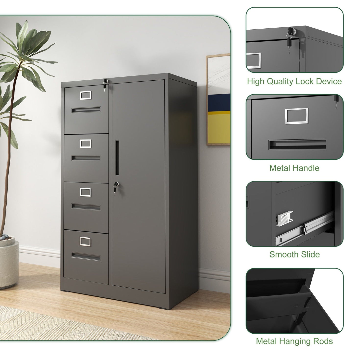 Storage Vertical Filing Cabinet With Lock