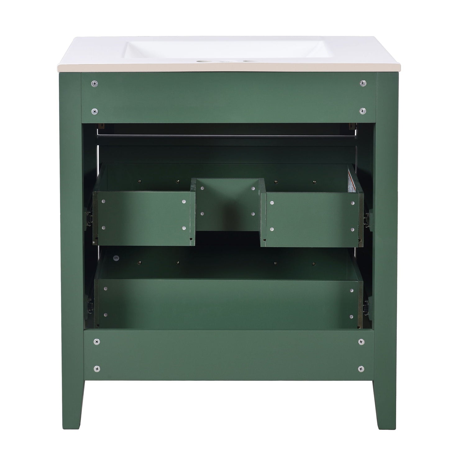 Retro Bathroom Vanity With Sink Combo, Free Standing Single Set With 3 Drawers