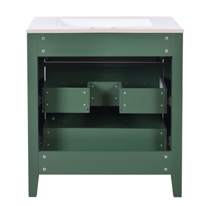 Retro Bathroom Vanity With Sink Combo, Free Standing Single Set With 3 Drawers