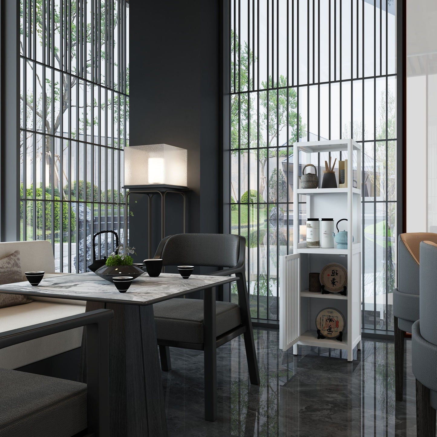 Storage Cabinet With Tall Tower, Multifunctional For Bathroom