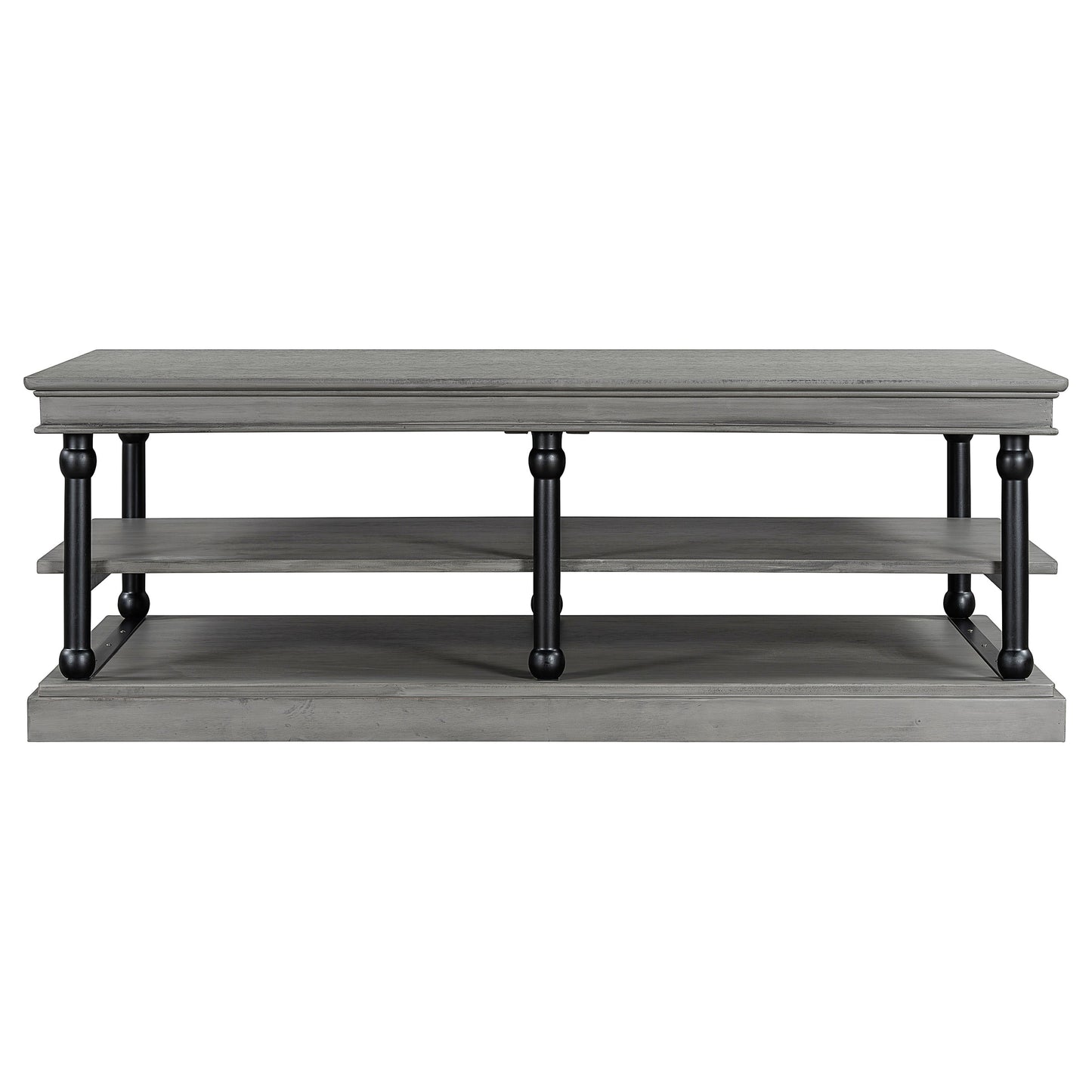 55.1" Wood Coffee Table with Storage Shelves