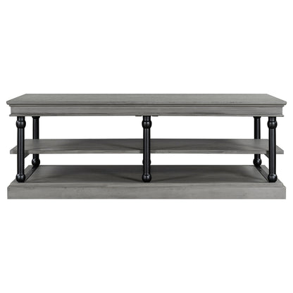 55.1" Wood Coffee Table with Storage Shelves