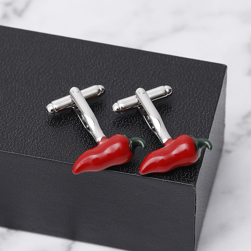 Mens Creative Red Pepper French Cufflinks