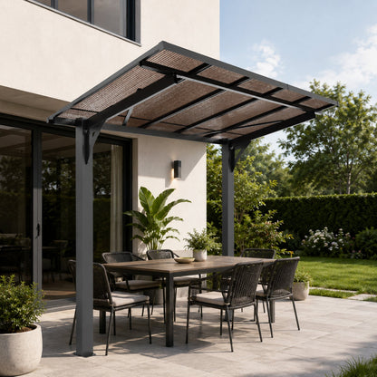 8x5ft Galvanized Steel Carport with Sloped PC Roof