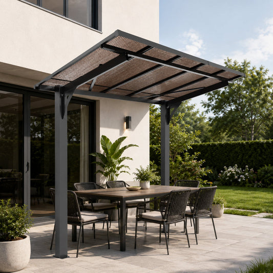 8x5ft Galvanized Steel Carport with Sloped PC Roof