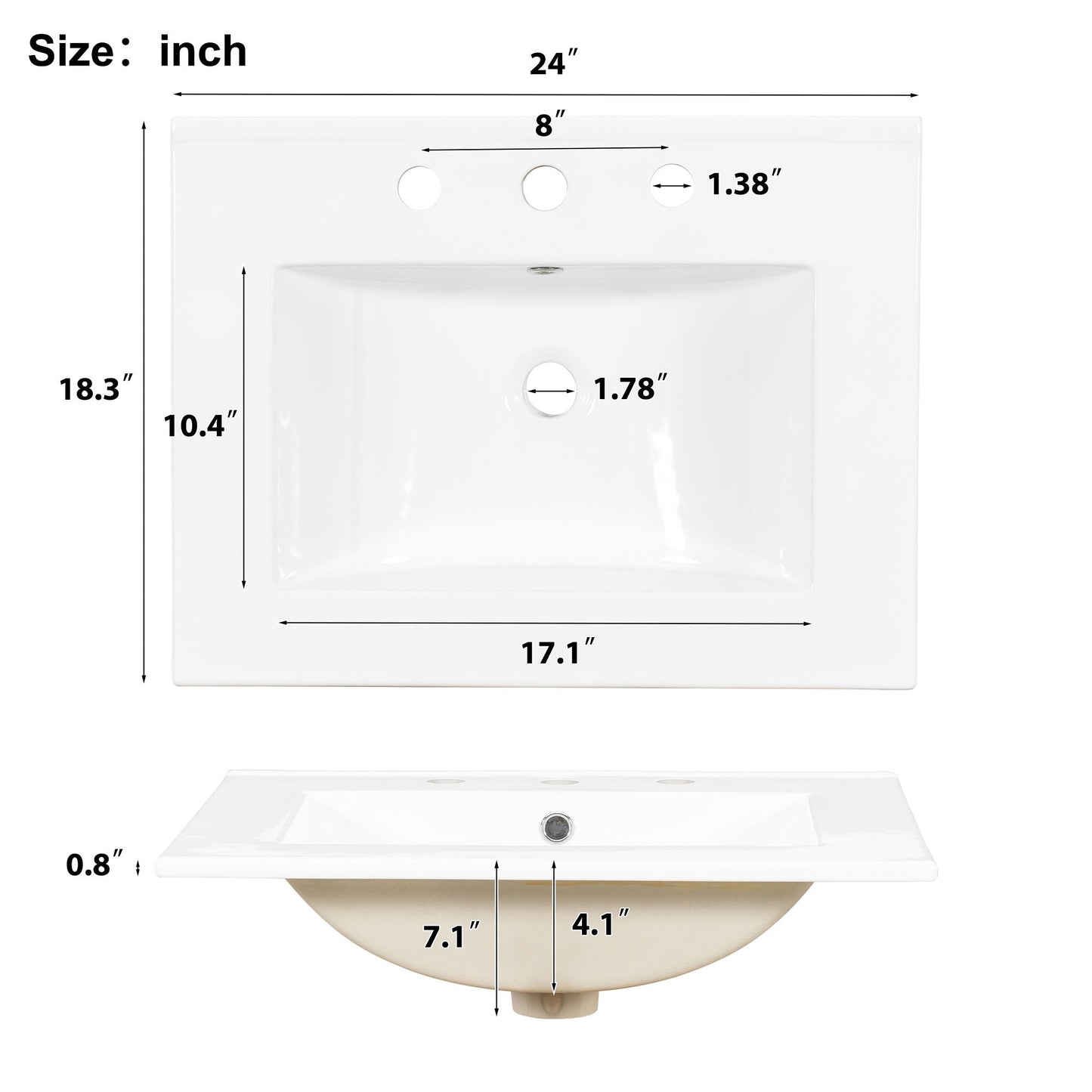 Bathroom Vanity With Sink, Soft Close Door, Double Layer Door Shelf And 3 Drawers - Gray