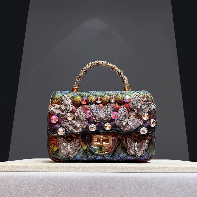 Fashionable Single-Shoulder Crossbody Bag With Diamond Pattern