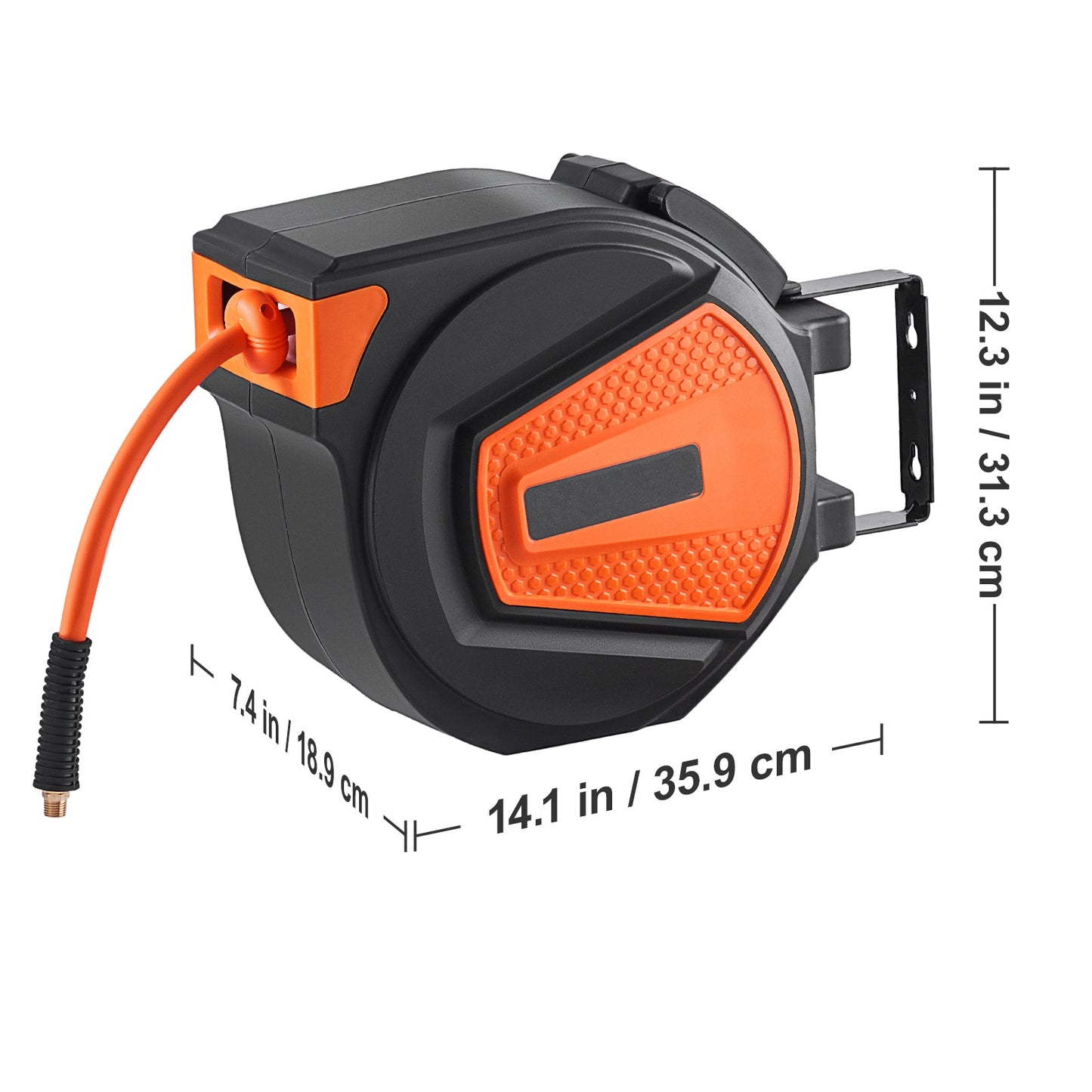 Retractable Air Hose Reel, 3/8 in x 50 ft Hybrid Air Hose