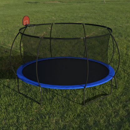 Pumpkin 14 Ft Outdoor Trampoline With Basketball Hoop Enclosure Net Ladder And Metal - Black / Blue