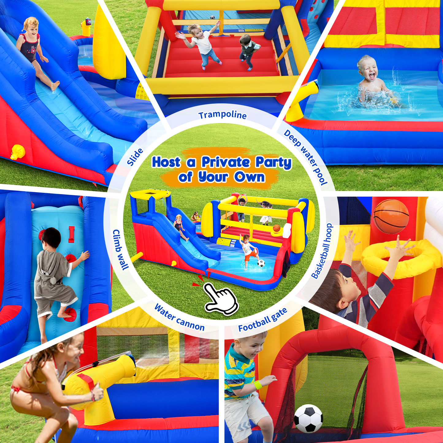 7 in 1 Inflatable Slide Water Park for Kids
