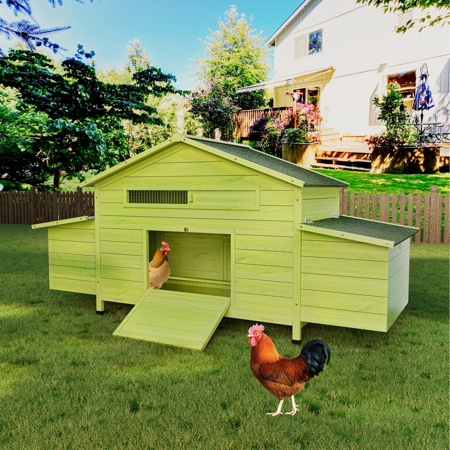 11.12 ft² Large Wooden Chicken Coop with Nesting Boxes & Perch
