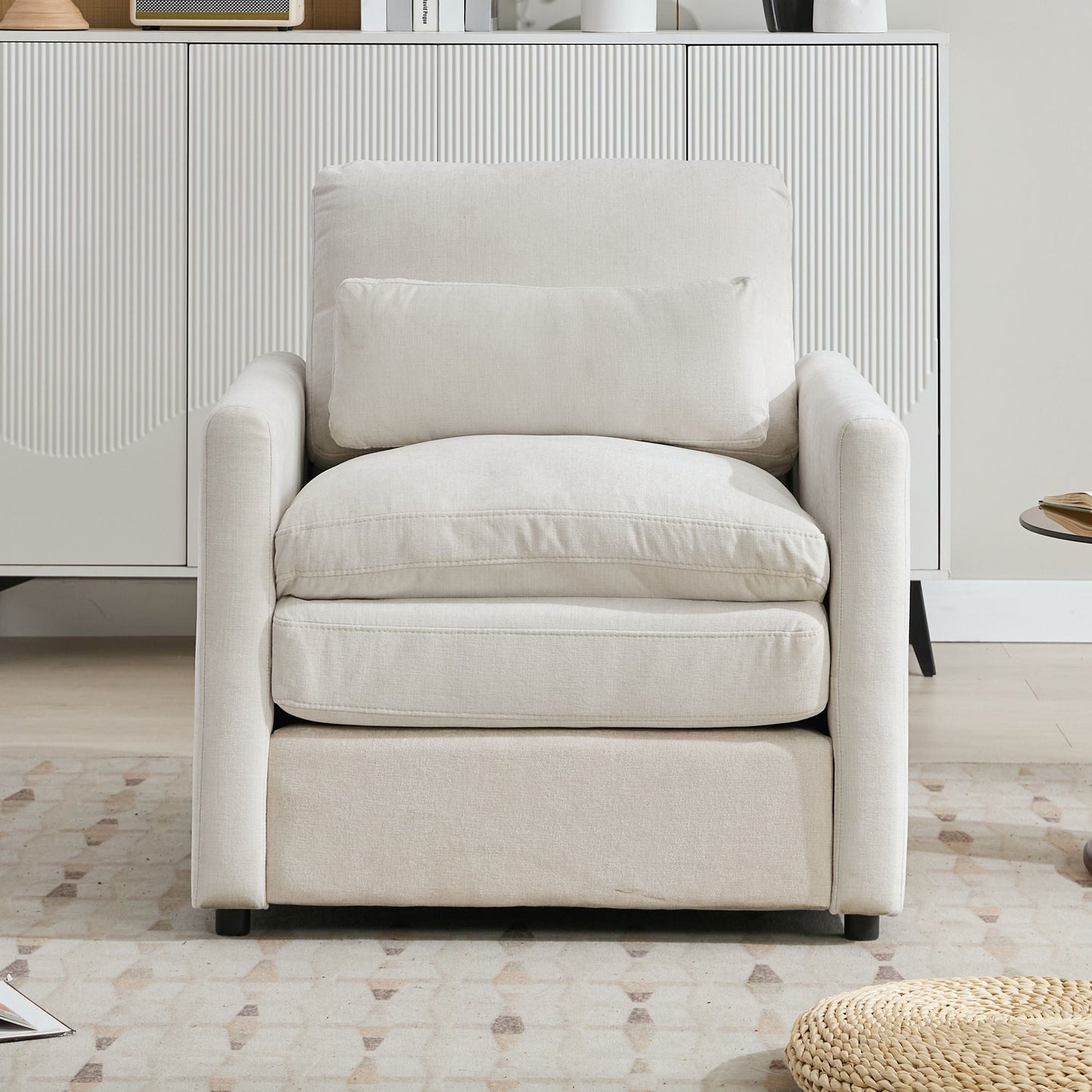 Cozy Upholstered Cushion Armchair For Living Room