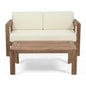 2 Piece Patio Set With Open-Back Loveseat And Coffee Table - Beige / Brown