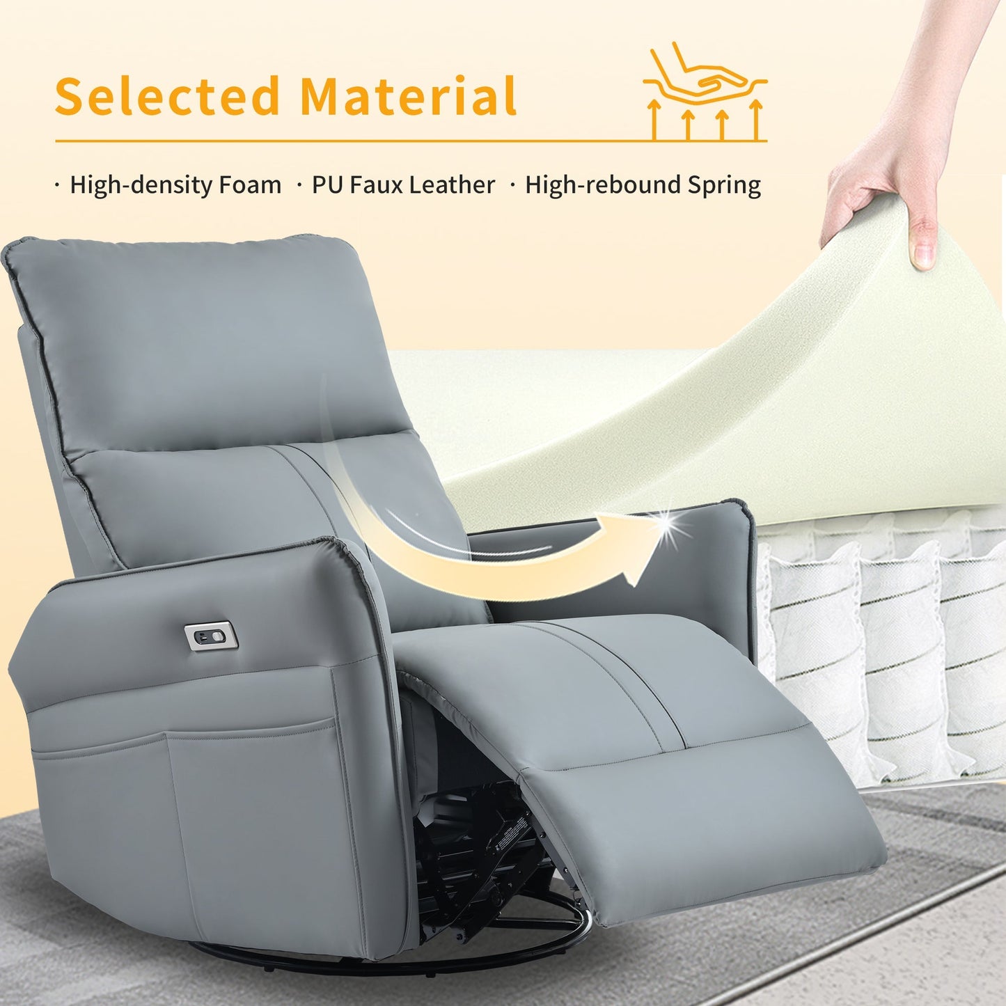 Power Swivel Rocker Recliner Chair for Adults