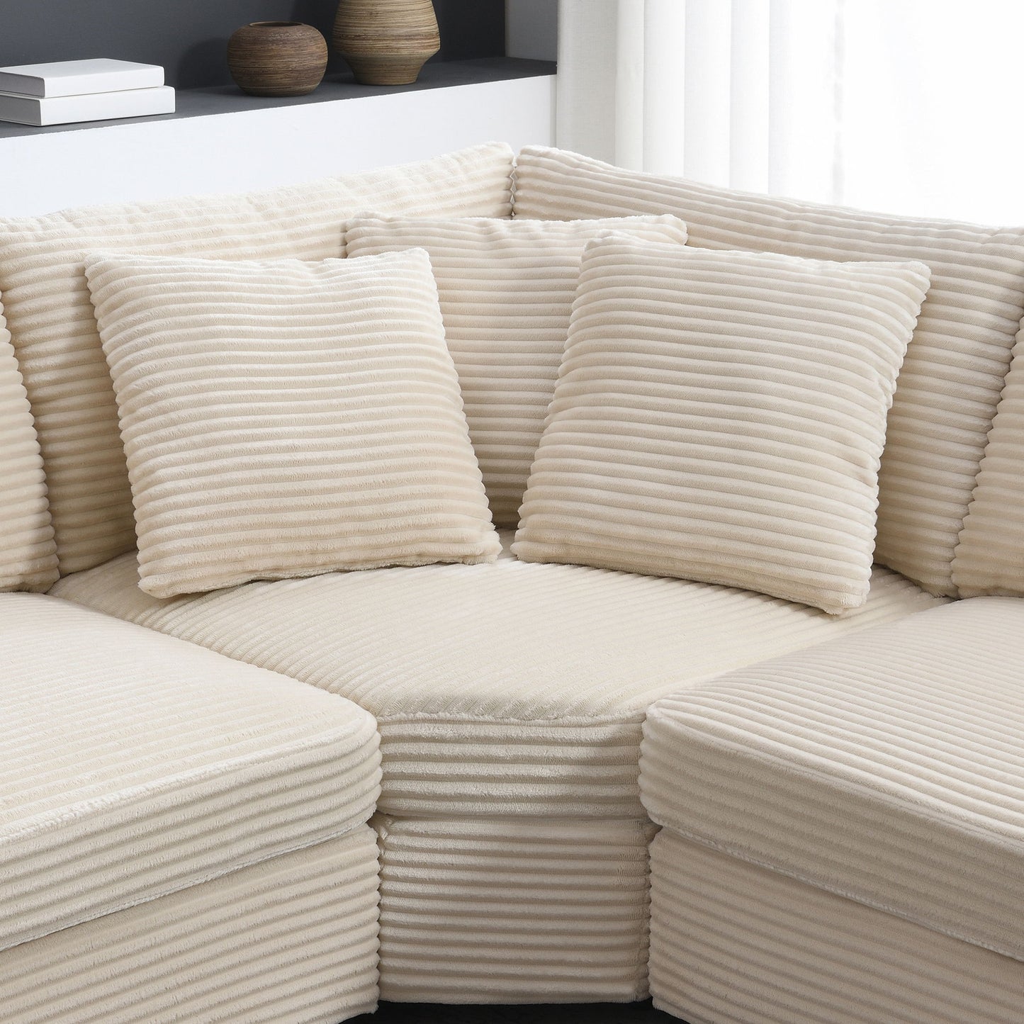 Convertible L Shaped Sectional Corner Couch With Armrest Storage Cup Holders USB Charger, Irregular Corner Oversized Comfy Modular Sofa