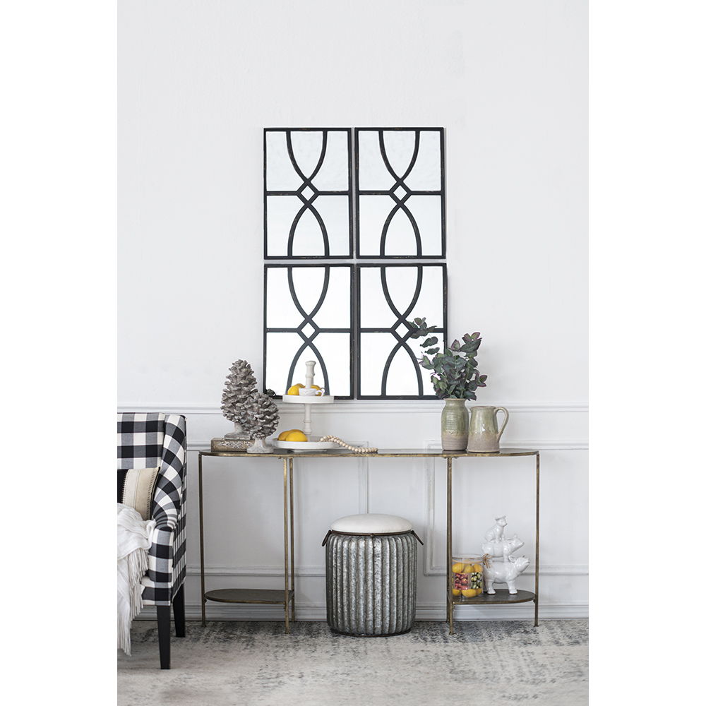 Rectangular Wooden Wall Mirror With Antique Frame, Vertical Or Horizontal Home Decor For Living Room (Set of 2)