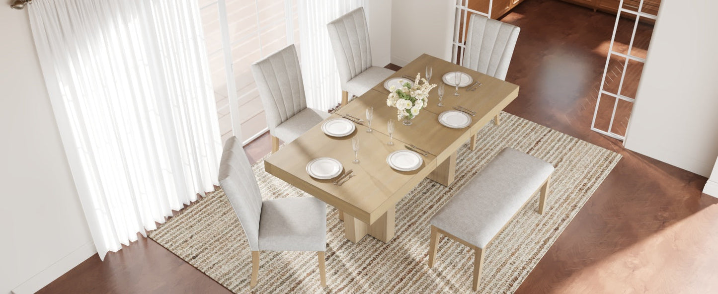 TOPMAX Farmhouse Extendable Wood Dining Table Set for 6