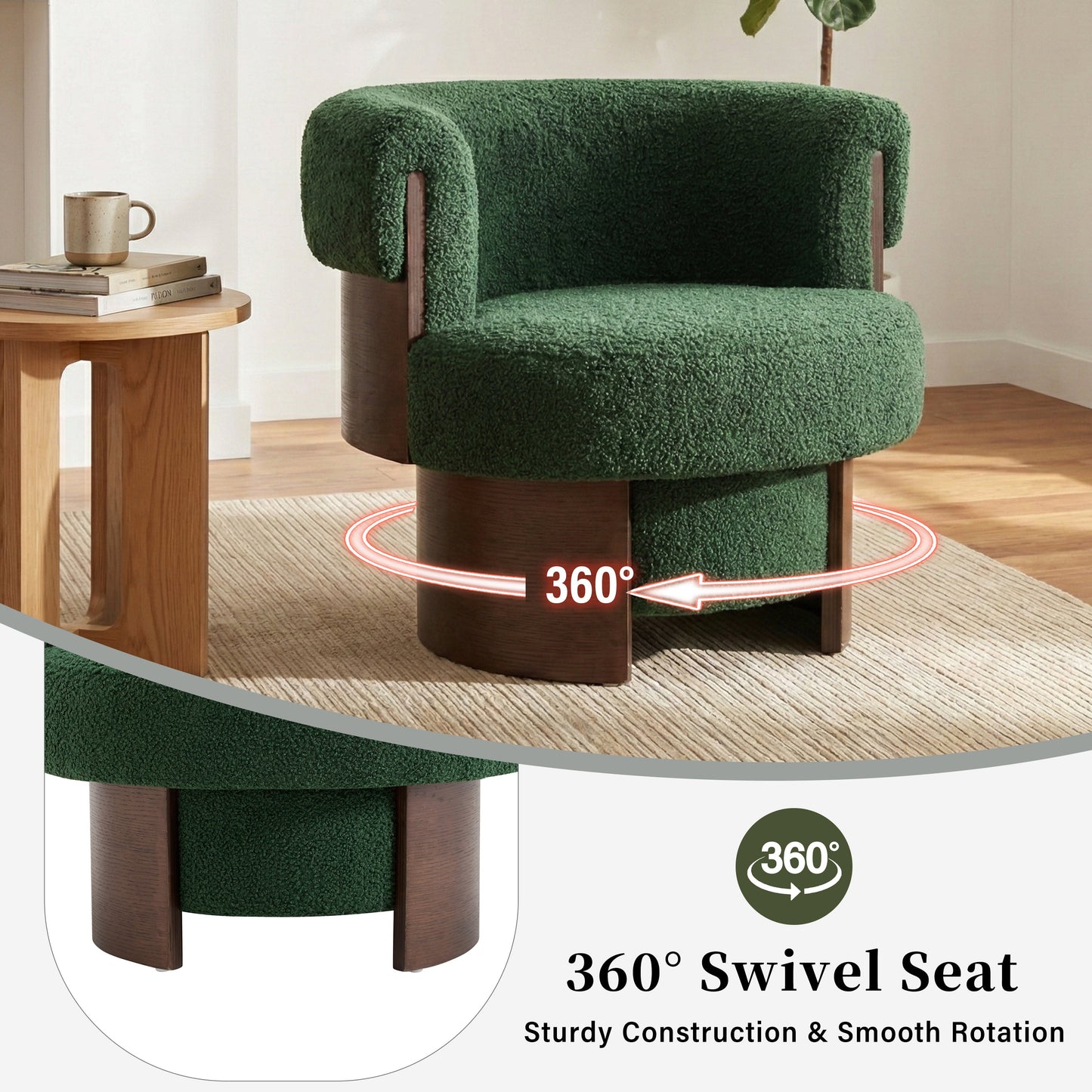 Modern 32" Wide Curved Sculptural Swivel Barrel Chairs - Set of 2