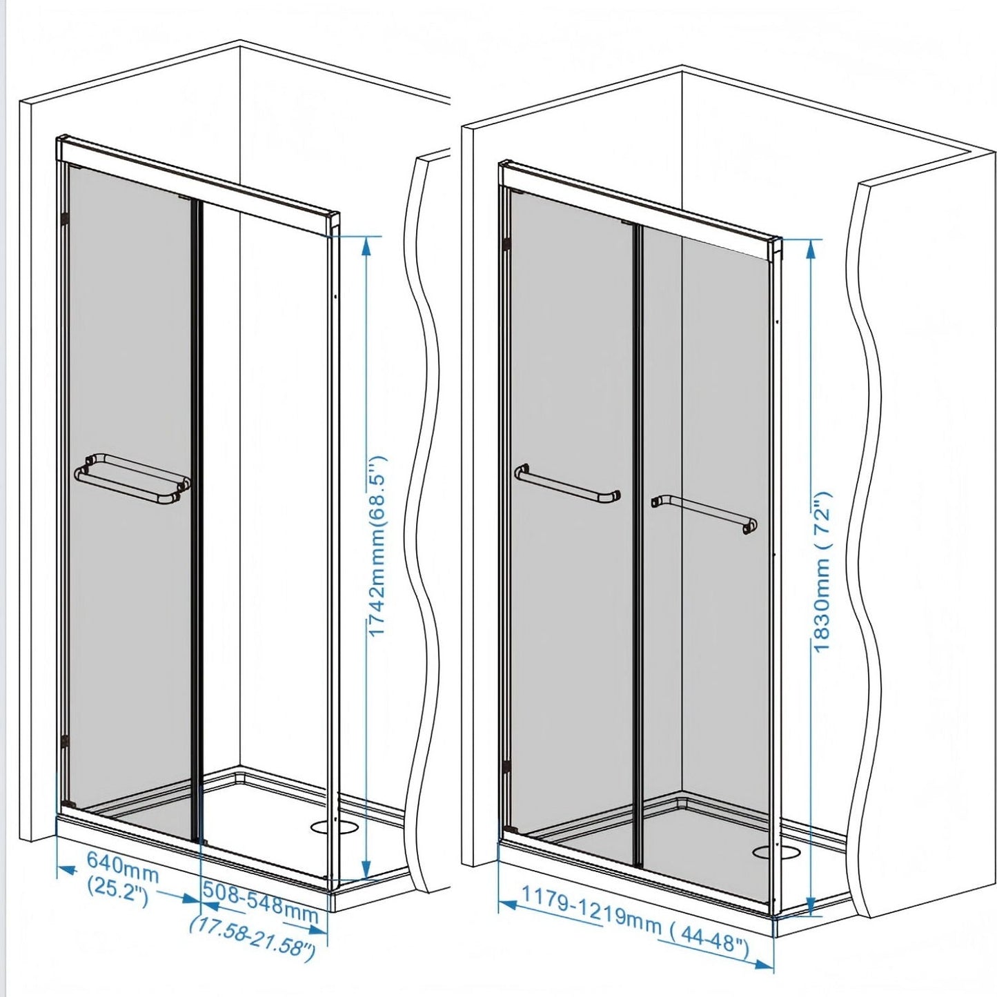 Double Sliding Shower Door With Explosion Proof Film