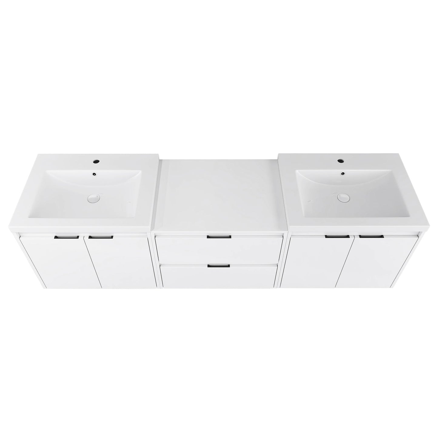 72" Bathroom Vanity With Resin Sink, Soft Close Doors, and 1-Side Cabinet