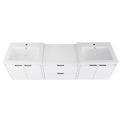 72" Bathroom Vanity With Resin Sink, Soft Close Doors, and 1-Side Cabinet