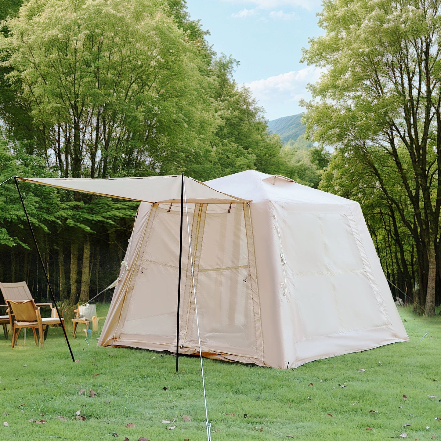 5.76 m² Inflatable Tent for Camping with Canopy