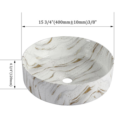 Ceramic Round Above Counter Bathroom Sink Art Basin